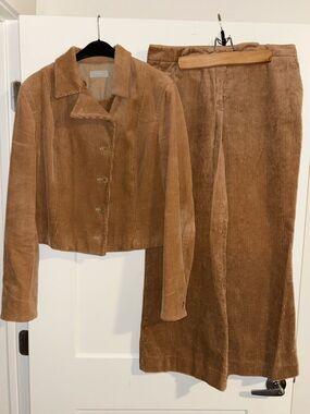 Vintage Farhi by Nicole Farhi Corduroy Jacket and Pants Set - Warm Caramel Brown